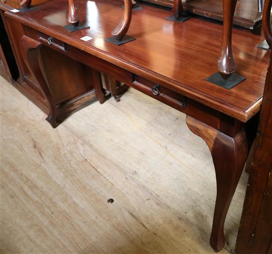 George III style mahogany rectangular topped table on cabriole legs